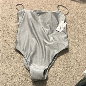 Shade & Shore Shimmering Silver One Piece Swimsuit